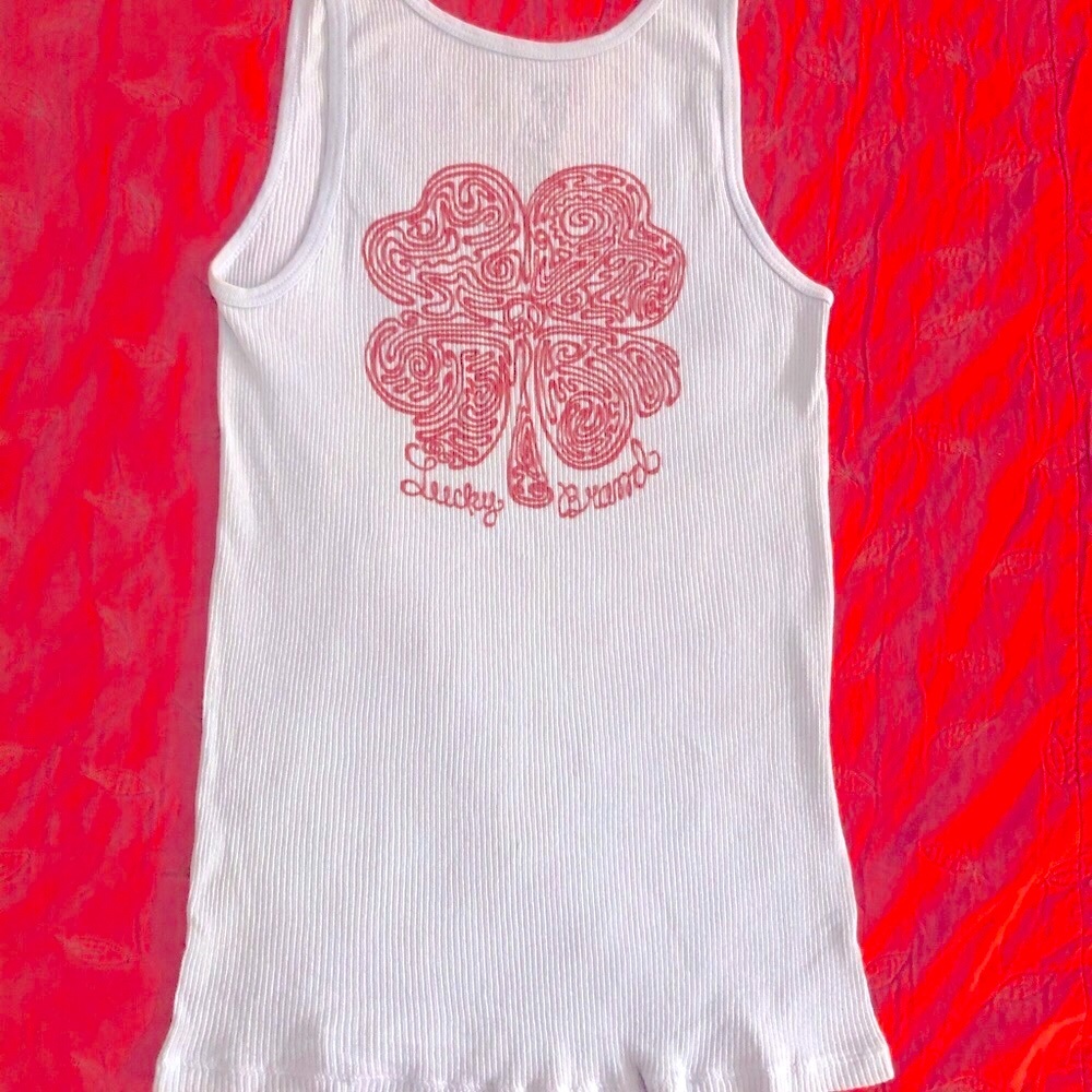SOLD**LUCKY BRAND TANK TOP*ASIAN DESIGN IN BACK*PALE BLUE*NO STAINS*EUC*SIZE S/M